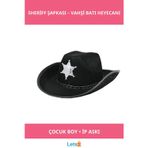 Letsii Kovboy Sheriff Şapkası Çocuk Siyah
