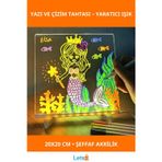 Letsii LED Aydınlatmalı Tahta Yazı ve Çizim 20x20 cm Küçük Boy