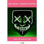 Letsii LED Işıklı Yeşil Maske Eğlenceli Performans ve Parti Aksesuarı