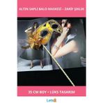 Letsii Lüks Taşlı Saplı Balo Maskesi Altın Renk 35 cm