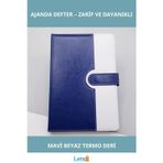 Letsii Mavi Beyaz Kaliteli Termo Deri Tarihsiz Ajanda Defter A5 106 Yaprak