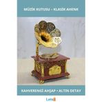 Letsii Nostaljik Kahverengi Ahşap Gramofon Müzik Kutusu