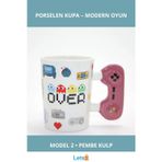 Letsii Oyun Temalı Pembe Kulp Porselen Kupa Bardak