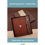 Letsii Özel Kutulu Termo Deri Defter ve Metal Roller Kalem Seti - Çok Renkli - Defter & Ajanda
