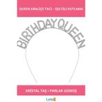 Letsii Parlak Gümüş Kristal Taç Birthday Queen Yazılı Kraliçe Taç
