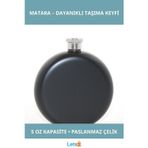 Letsii Paslanmaz Çelik Yuvarlak 5 Oz Tekli Matara Siyah Renk