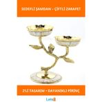 Letsii Pirinç Sedefli Zarif 2'li Şamdan Seti