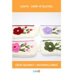Letsii Renkli Çiçek İşlemeli Hafif Dayanıklı Örgü Çanta