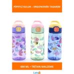Letsii Renkli Pipetli Sızdırmaz 600 ml Suluk Sağlıklı ve Dayanıklı Tritan - Çok Renkli
