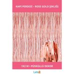 Letsii Rose Gold Püsküllü Kapı Perdesi 1x2m Şık Dekoratif
