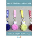 Letsii Sevimli Ponponlu Hello Kitty Anahtarlık Çanta Süsü
