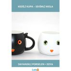 Letsii Sevimli Porselen Kedili Kupa Bardak Kahve ve Çay Için Ideal - Renkli - 1 Adet