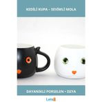 Letsii Sevimli Porselen Kedili Kupa Bardak Kahve ve Çay İçin İdeal