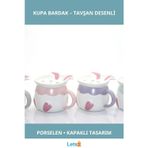 Letsii Sevimli Tavşan Tasarımlı Kapaklı Porselen Kupa Bardak