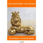 Letsii Şık Altın Renkli Polyester Dekoratif Taçlı Aslan Figürü 17x22 cm