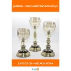 Letsii Şık Cam 3'lü Şamdan Seti | 33 cm, 27 cm, 22 cm Yükseklik