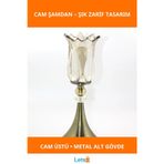 Letsii Şık Cam Şamdan Tekli Metal Altlık İle Modern Dekorasyon