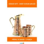 Letsii Şık Pirinç ve Bakır Tasarımlı 2 Bardaklı Sürahi - Çok Renkli