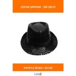 Letsii Siyah Fötr Çocuk Şapkası 54 cm Payetli