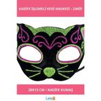 Letsii Siyah Kadife İşlemeli Kedi Maskesi 20x13 cm