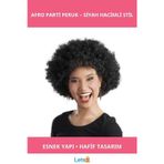 Letsii Siyah Kıvırcık Afro Bonus Parti Peruğu Eğlenceli Tasarım