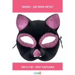 Letsii Siyah Pembe Simli Yetişkin Kedi Maskesi