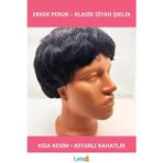 Letsii Siyah Renk Kısa Kesim İç Astarlı Erkek Peruğu