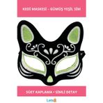 Letsii Siyah Süet Kaplama Gümüş Yeşil Simli Kedi Maskesi