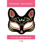 Letsii Siyah Süet Kırmızı Sarı Simli Kedi Maskesi
