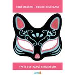 Letsii Siyah Süet Mavi Kırmızı Simli Kedi Maskesi 17x14 cm
