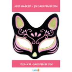Letsii Siyah Süet Sarı Pembe Simli Kedi Maskesi