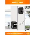 Letsii Siyah Yapışkanlı Çelik Halatlı Pencere Çocuk Güvenlik Kilidi Anahtarlı Dolap Emniyet Kilidi 18.8 cm - Renkli
