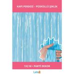Letsii Soft Mavi Püsküllü Kapı Perdesi 1x2 m Parti Süsü