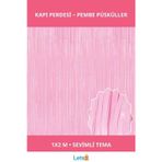 Letsii Soft Pembe Püsküllü Kapı Perdesi 1x2 m Dekoratif Süsleme