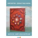 Letsii Taşlı Deri Defter Çiçek Motifli Büyük Boy 26X18 cm - Çok Renkli - Defter & Ajanda