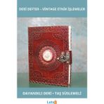 Letsii Taşlı Deri Defter Vintage Etnik Işlemeli 18X13 cm - Çok Renkli - Defter & Ajanda