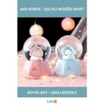 Letsii Tek Taş Yüzük Tasarımlı Büyük Boy Işıklı Müzikli Kar Küresi