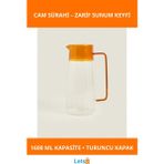 Letsii Turuncu Detaylı Şık Cam Sürahi 1600 ml - Çok Renkli
