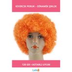 Letsii Turuncu Renk Kıvırcık Peruk