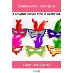 Letsii Tüylü Kağıt Venedik Balo After Maskesi 6 Adet