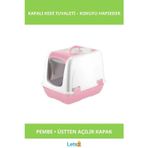 Letsii Üstten Açılır Kapalı Kedi Tuvaleti Pembe 37x40x40
