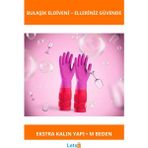 Letsii Uzun Konç Su Geçirmez Bulaşık Eldiveni M Beden Pembe Turuncu - Çok Renkli - temizlik eldiveni