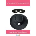 Letsii Yetişkin Zorro Şapka ve Maske Seti Siyah