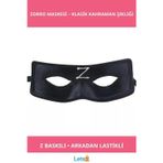 Letsii Zorro Maskesi Lastikli Z Baskılı Kostüm Aksesuarı