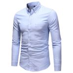 Letuwj Erkek Gömleği Slim İş Uzun Kollu Gömleği Yıkanmış Düz Renk Günlük Uzun Kollu Gömlek, mavi (Light Blue), XL