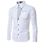 Letuwj Erkek Gömleği Slim İş Uzun Kollu Gömlek Slim Fit Trend Düz Renk Uzun Kollu Gömlek, beyaz, XXL