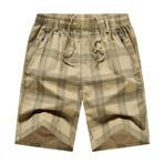 Letuwj Erkekler Ekose Nefes Şort Plaj Pantolon Büyük Boy İpli, bej, XL