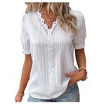 Letuwj Hollow Out Beyaz Düz Renk Casual Kısa Kollu Kadın T-shirt