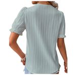 Letuwj Hollow Out Nane Yeşili Düz Renk Casual Kısa Kollu Kadın T-shirt