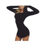 Letuwj Kadın Bodycon mini elbise uzun kollu uzun kollu dar elbise sarma elbise Siyah S